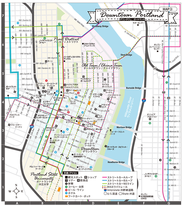 ポートランドのダウンタウン　地図