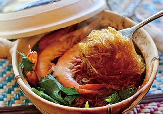 Claypot Prawns with Glass Noodles